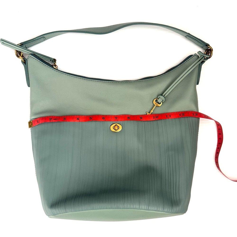 Fossil Talulla Mint Green Hobo Shoulder Bag Gold Hardware Pleated Front - Picture 10 of 10